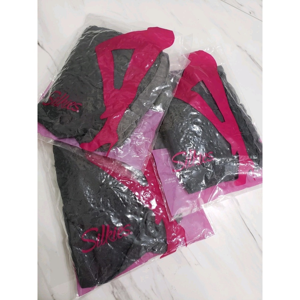 NEW 3 PACKS / 6 PAIR - Silkies Control Top Panty Hose SMALL OFF BLACK